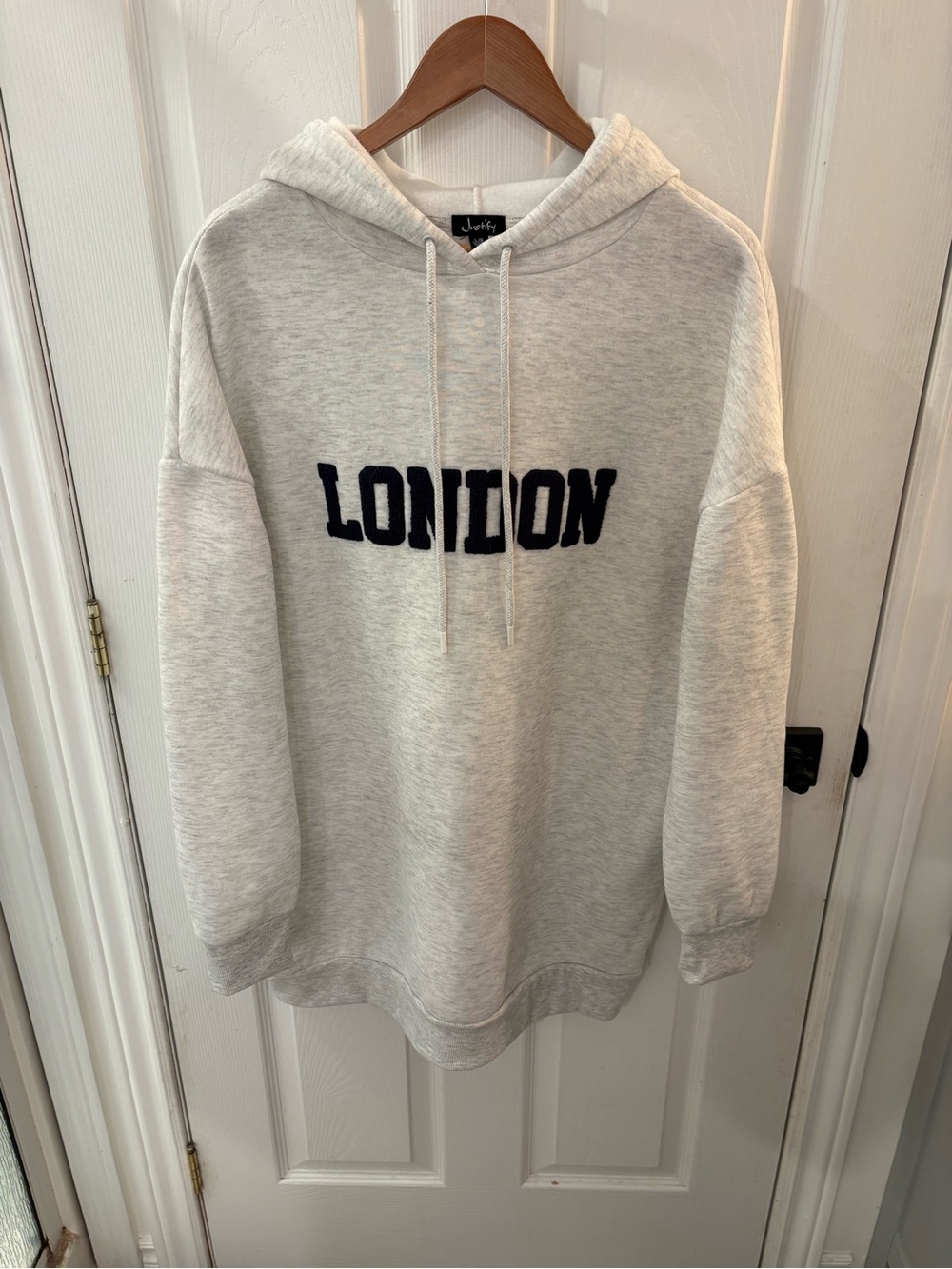 Justify Light Gray Longline Oversized Hoodie
